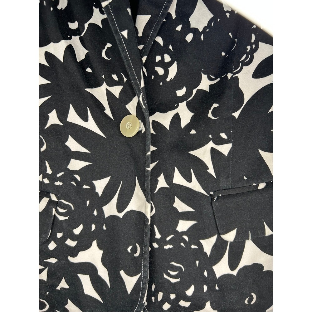 Liz Claiborne Womens Black White Floral Single Button Blazer Jacket Size 10 - Picture 3 of 7